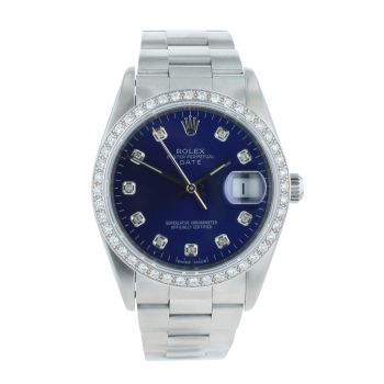 Rolex Custom Oyster Perpetual Date Pre Owned Watch Ref 15200