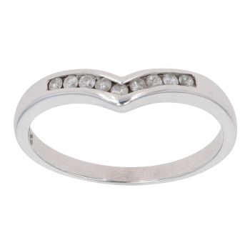 9ct White Gold 0.15ct Diamond Wishbone Ring
