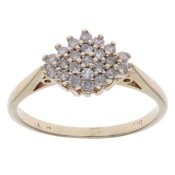 9ct Yellow Gold 0.25ct Brilliant Cut Diamond Cluster Ring