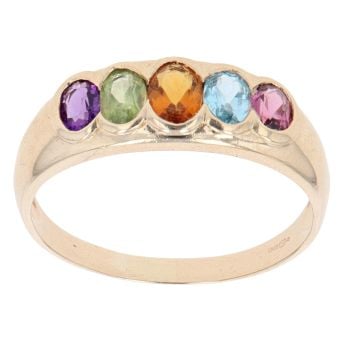 9ct Yellow Gold Amethyst Topaz Citrine and Peridot Ring