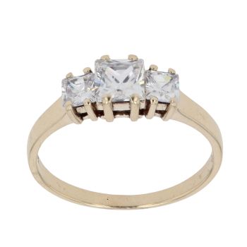 9ct Yellow Gold Cubic Zirconia Three Stone Ring