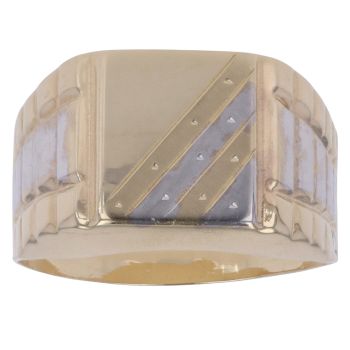 14ct Yellow and White Gold Square Signet Ring