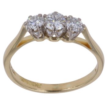 18ct Yellow Gold 0.50ct Brilliant Cut Diamond Trilogy Ring