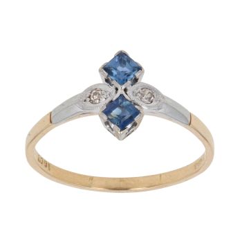 18ct Yellow Gold 0.05ct Diamond and Sapphire Four Stone Ring