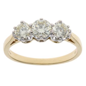18ct Yellow Gold 1.50ct Brilliant Cut Diamond Trilogy Ring