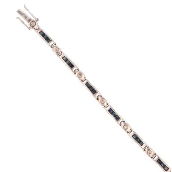 9ct White Gold 0.24ct Brilliant Cut Diamond And Sapphire Bracelet 7"