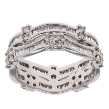 18ct White Gold 1.48ct Diamond Two Row Ring