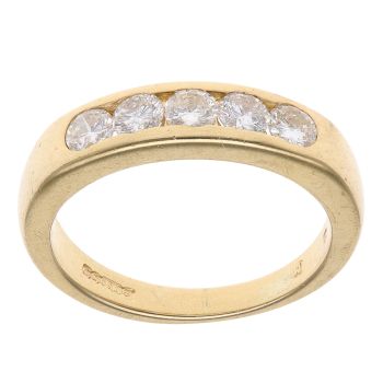 18ct Yellow Gold 0.50ct Brilliant Cut Diamond Five Stone Ring