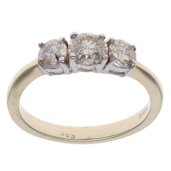 14ct Yellow Gold 1.25ct Brilliant Cut Tinted Diamond Trilogy Ring