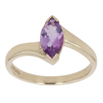 9ct Yellow Gold Created Amethyst Single Stone Ring