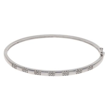 9ct White Gold 0.25ct Single Cut Diamond Bangle