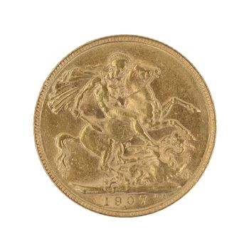 1907 Edward VII Large Head UK Full Sovereign Coin
