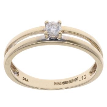 9ct Yellow and White Gold 0.10ct Diamond Solitaire Ring