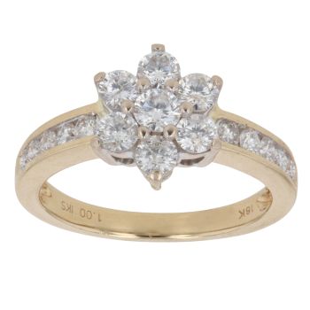 18ct Yellow Gold 1.00ct Brilliant Cut Diamond Cluster Ring