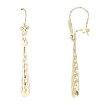 9ct Yellow Gold Patterned Drop Earrings