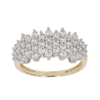 14ct Yellow Gold Cubic Zirconia Cluster Ring