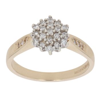 9ct Yellow Gold 0.25ct Brilliant Cut Diamond Cluster Ring