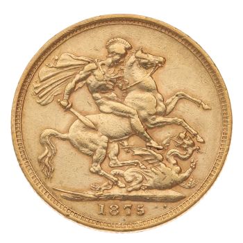 1875 Victoria Young Head Australia Full Sovereign Coin