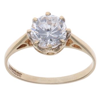 9ct Yellow Gold Cubic Zirconia Single Stone Ring