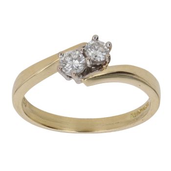 18ct Yellow Gold 0.33ct Brilliant Cut Diamond Two Stone Ring
