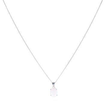 9ct White Gold Synthetic Opal Pendant and Chain 18"