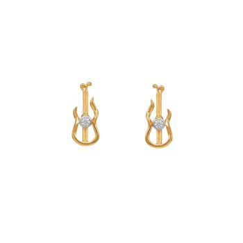 22ct Yellow Gold Guitar-Inspired Cubic Zirconia Earrings