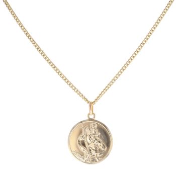 9ct Yellow Gold St George Pendant and Chain 18"