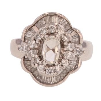 18ct White Gold 1.25ct Mixed Cut Diamond Cluster Ring