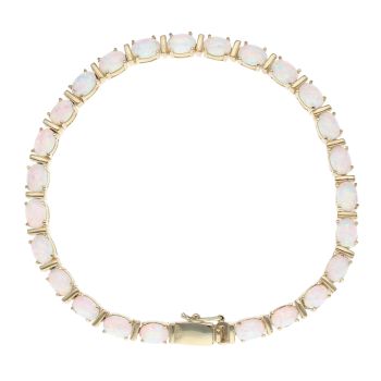 14ct Yellow Gold Created Opal Bracelet 7.5"