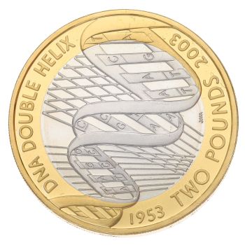 2003 DNA 50th Anniversary of The Double Helix Discovery Two Pound Coin