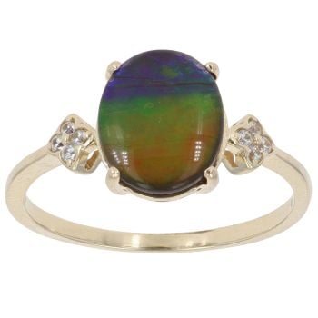 9ct Yellow Gold Cubic Zirconia and Opal Triplet Dress Ring