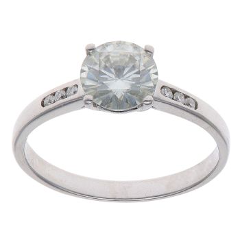 9ct White Gold Moissanite Single Stone Ring