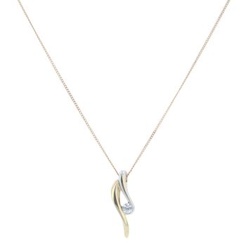 9ct Yellow and White Gold Cubic Zirconia Pendant and Chain 18"