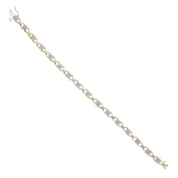 9ct Yellow Gold 1.00ct Brilliant Cut Diamond Daisy Bracelet 7"