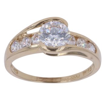 14ct Yellow Gold Cubic Zirconia Solitaire Ring