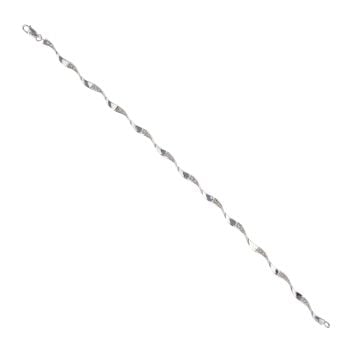 9ct White Gold 0.10ct Brilliant Cut Diamond Twist Link Bracelet 7"