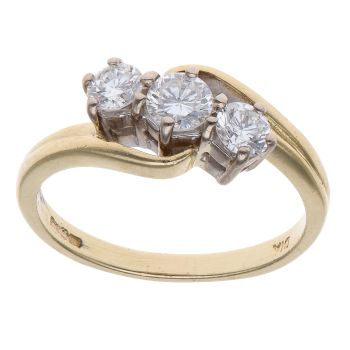 18ct Yellow Gold 0.77ct Brilliant Cut Diamond Trilogy Ring