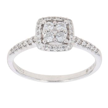 9ct White Gold 0.36ct Brilliant Cut Diamond Cluster Ring