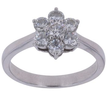 9ct White Gold 0.85ct Brilliant Cut Diamond Cluster Ring