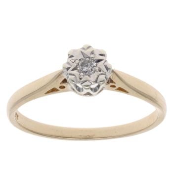9ct Yellow Gold 0.05ct Diamond Solitaire Ring