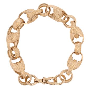 9ct Yellow Gold Patterned Tulip Bracelet 10"