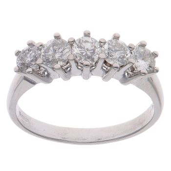 14ct White Gold 1.25ct Brilliant Cut Diamond Five Stone Ring