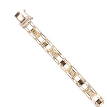 14ct Yellow and White Gold Openwork Fancy Bracelet 7.5"