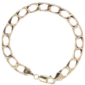 9ct Yellow Gold Square Curb Bracelet 8"