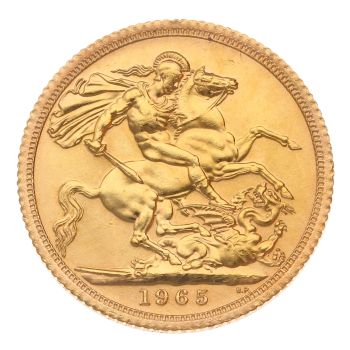 1965 Elizabeth II First Portrait UK Full Sovereign Coin