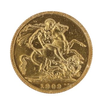 1909 Edward VII  Large Head UK Full Sovereign Coin