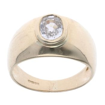 9ct Yellow Gold Colourless Gemstone Ring