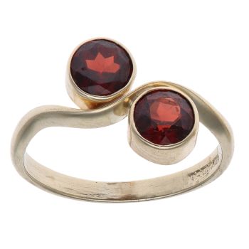 9ct Yellow Gold Garnet Two Stone Ring