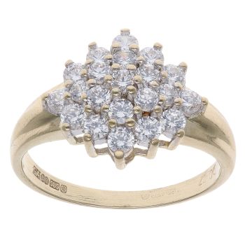 14ct Yellow Gold Cubic Zirconia Cluster Ring