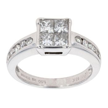 18ct White Gold 1ct Diamond Cluster Ring